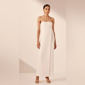 Shona Joy White Strapless Maxi Dress